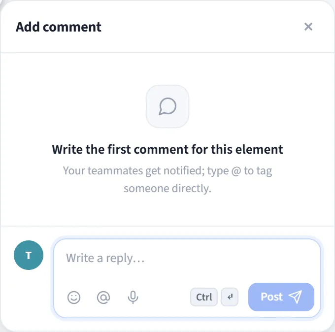 Kanvas üzerinde yorum popup'ı ve iğne